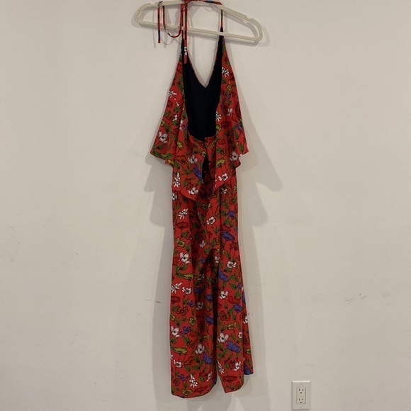 ZARA Collection jumpsuit tied around neck floral print bright colors Size S - Picture 10 of 16